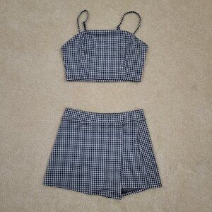 Iris Houndstooth Womens Size Medium Mini Skort Bralette Set Barbie Core Clueless